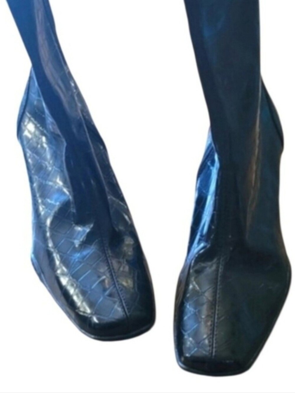AEROSOLES Black Square-Toe Mid-high Boots